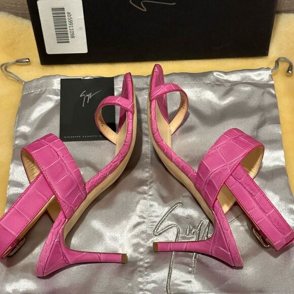 Giuseppe Zanotti coline croc embroidered Leather sandals in ficus size 7 - Picture 6 of 14